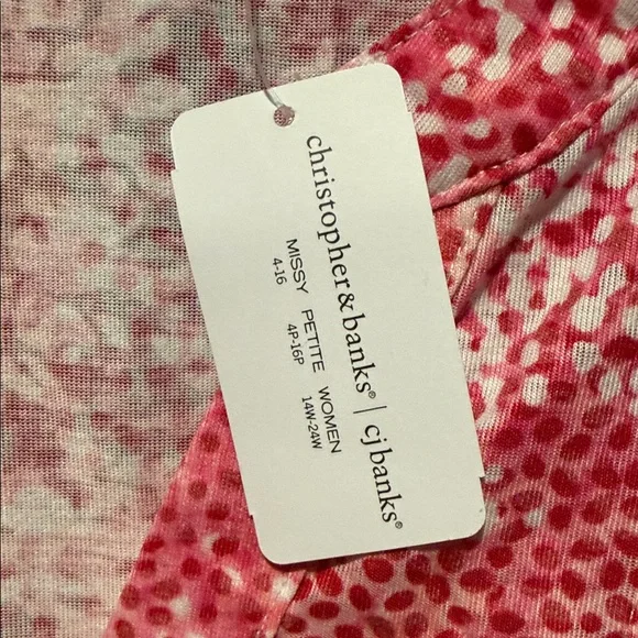 CJ Banks Pink & Coral Printed Split-Neck Tunic - Picture 3 of 6